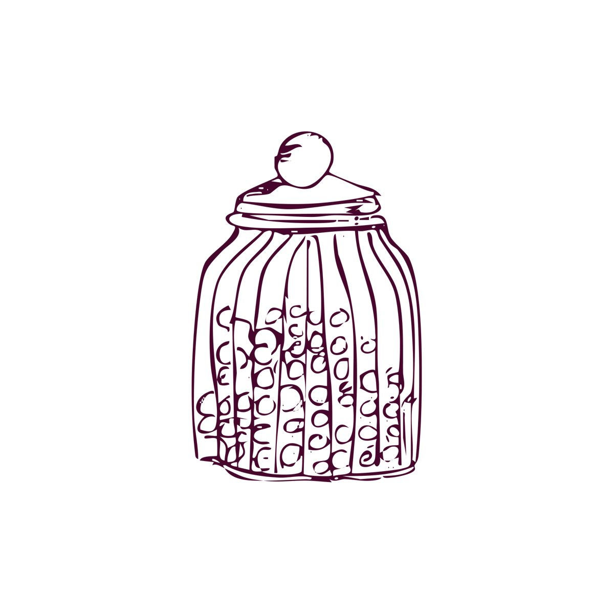 Illustrated sweet jar in burgundy tones, representing the welcoming, patient-centred care at The Village GP